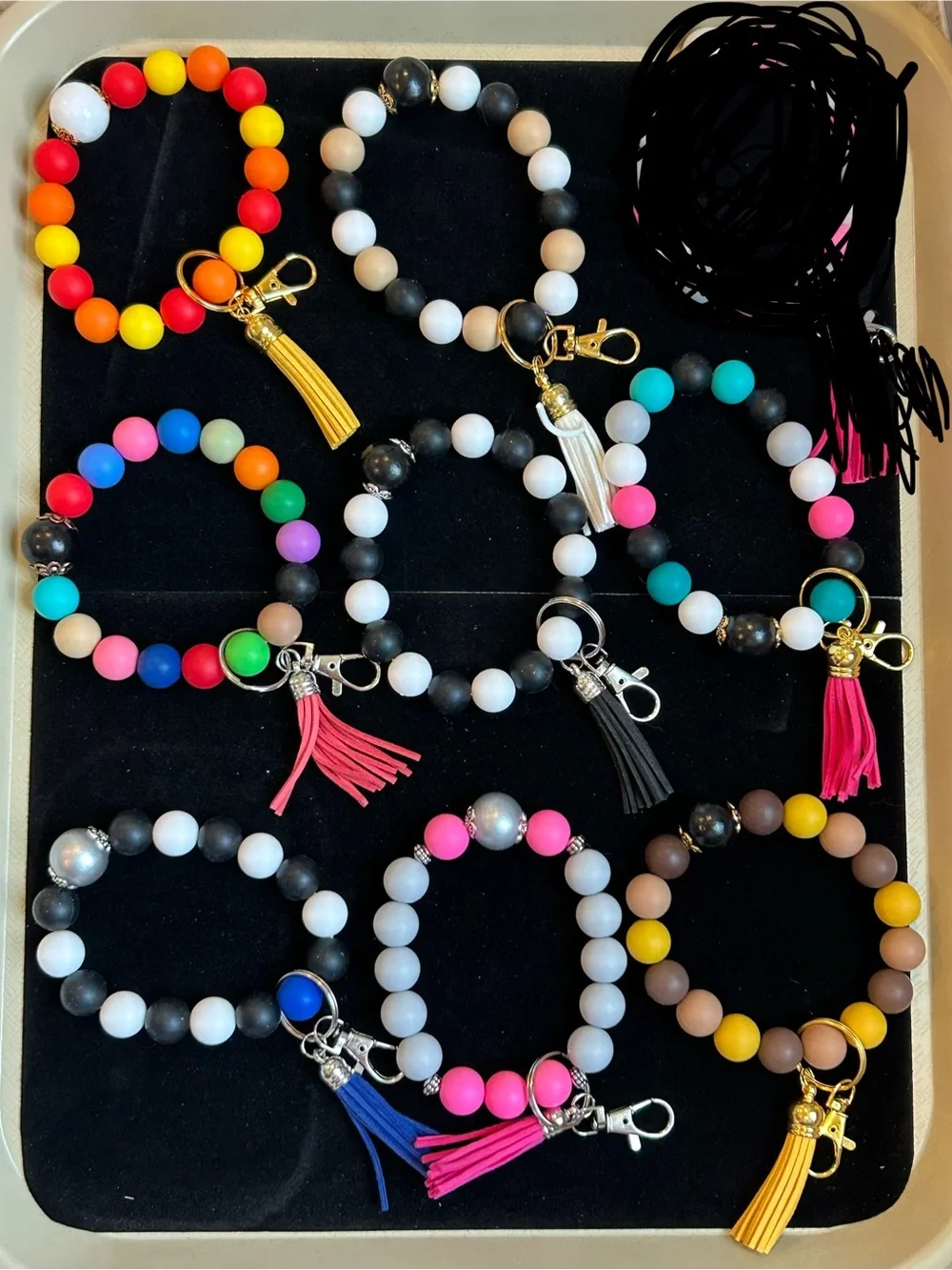 Beaded Keychains / wristlets / bag charms - WHOLESALE LOT OF SEVENTY (70)